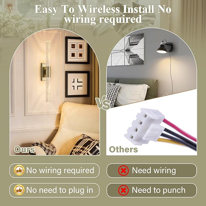 camuucci Battery Operated Wall Sconces Set of 2 Rechargeable Battery Powered Wall Light with 12000mAh Not Hardwired Dimmable Wall Lamp Fixtures for Bedroom Living Room Brown 20.9 Inches
