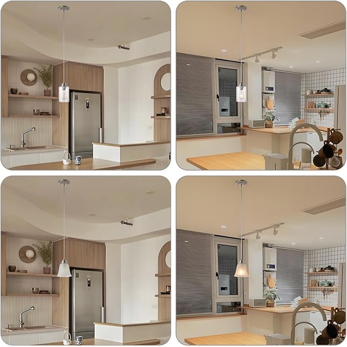 Brushed Nickel Pendant Light Kit, Mini Pendant Lighting for Kitchen Island, DIY Make Modern & Industrial & Farmhouse Hanging Lights, Adjustable Height, 1 Pack（Shade and Bulb Not Included）