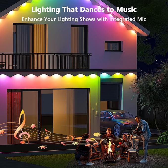 Permanent Outdoor Lights - 50FT Smart Outdoor Eaves Light with App/Remote Control,Music Synchronization, IP67 Waterproof, LED Eaves Lights for Patio/Eave/Party Decorations (50FT)