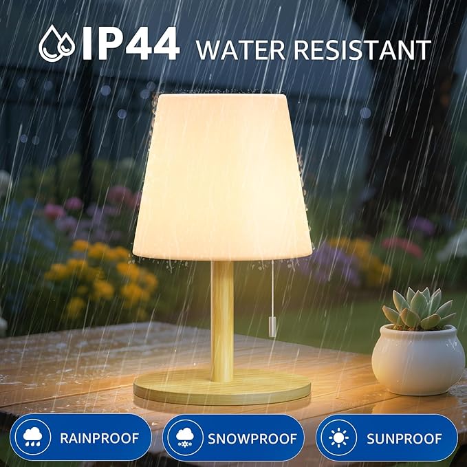 uuffoo Shower Lamp Waterproof 8 Colors, Shower Light Rechargeable Cordless Battery Operated, LED Outdoor Table Lamps Dimmable Portable for Indoor Outdoor Bathroom Home Patio (Bamboo)