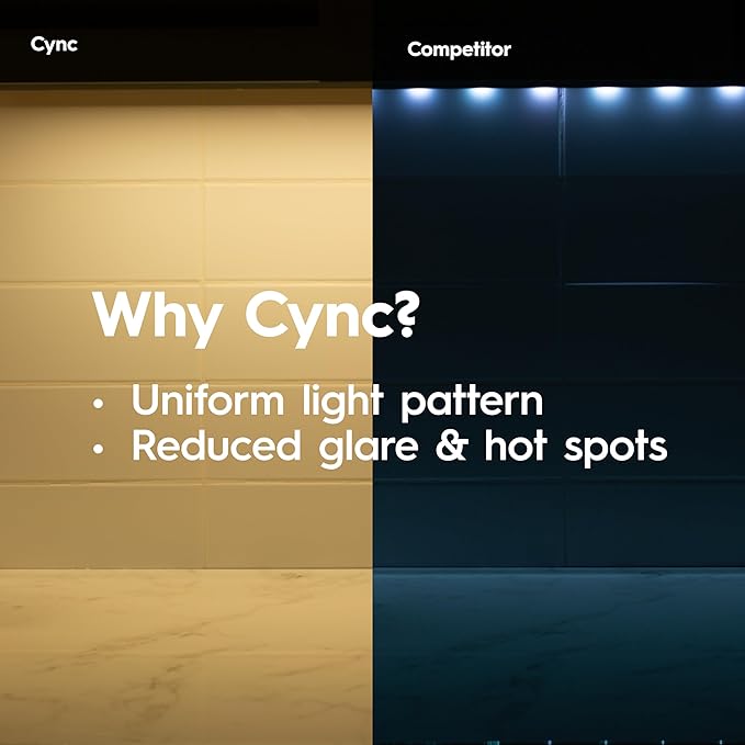 GE Cync Reveal HD+ Smart Undercabinet Light Fixture, Color Changing, 12-in Bar