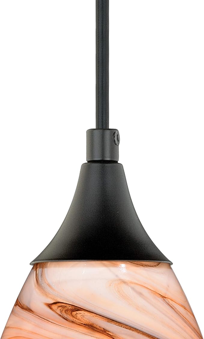 VAXCEL Milano Bronze Mini Pendant Ceiling Light Amber Swirl Glass