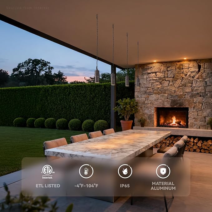 LEONLITE 5CCT Low Voltage Hanging Lights Outdoor, LED Landscape Pendant Lights, ETL Listed, 12V Hanging Tree Light for Gazebo, Pergola, Garden, Aluminum, IP65, Oil Rubbed Bronze, Pack of 4