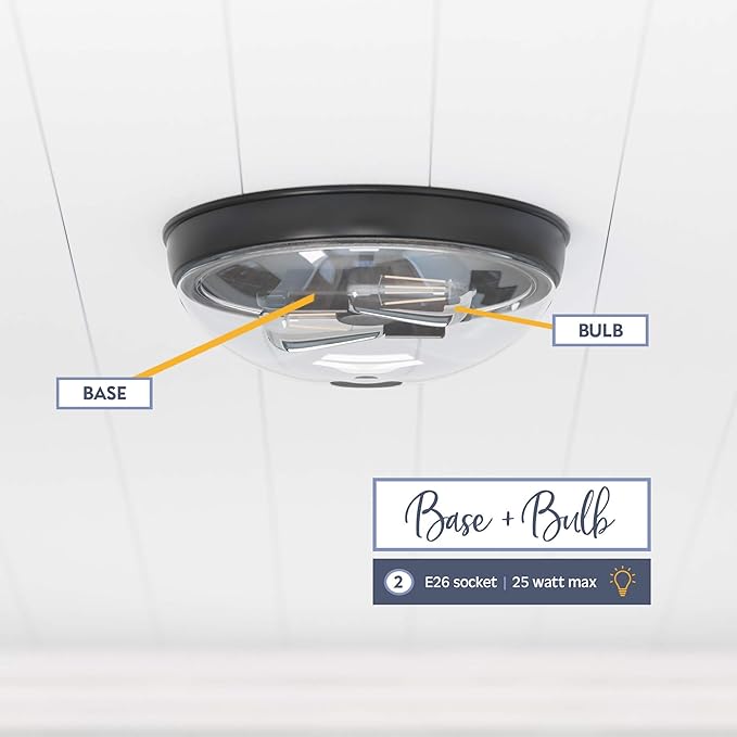 Prominence Home Madalyn 13" Bronze Flush Mount Clear Seeded Round Glass Ceiling Light - 51539-01