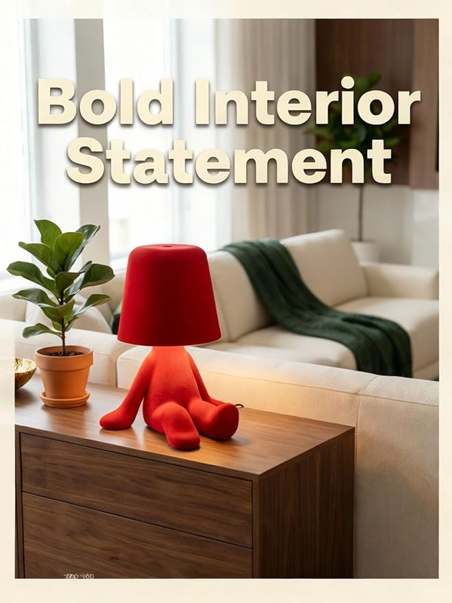Bedside Touch Control Table Lamp, Golden Decor Thinker Statue LED Table Lamp with USB Port, 3 Way Dimmable Modern Night Light Nightstand Lamp for Home Living Room Office Shelf Decor (Red-E)