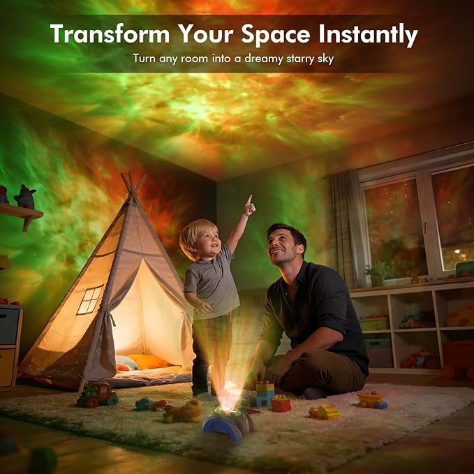 Rossetta Dual Lens Galaxy Projector, Star Projector for Bedroom with White Noise & Bluetooth Speaker, Remote, Timer, Aurora & Nebula Night Light for Easter, Party, Yoga, Gifts for Kids Adult Teen