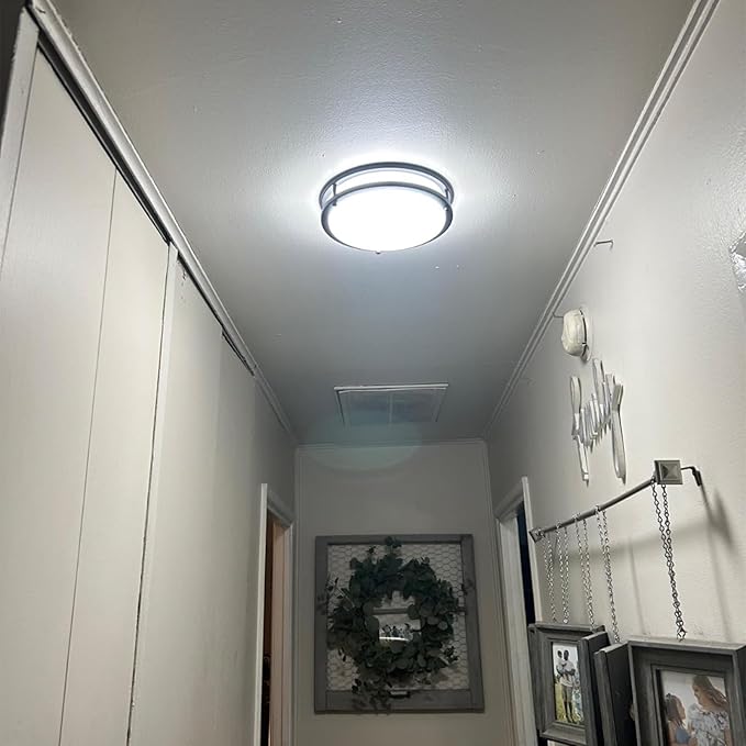 Kalium LED Ceiling Light with Remote 2 Pack 13 Inch Flush Mount Ceiling Light Fixture,24W 3000K-6000K Adjustable Color Temperature,Dimmable Lighting Fixtures for Kitchen Bedroom Hardwired Installation