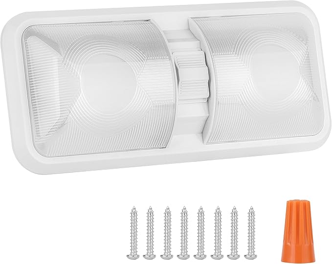 RVZONE RV Interior Natural White 12V LED Ceiling Double Dome Light Fixture 1100 LM Frosted RV Interior Lighting for Bedroom, Living Room (4500K)