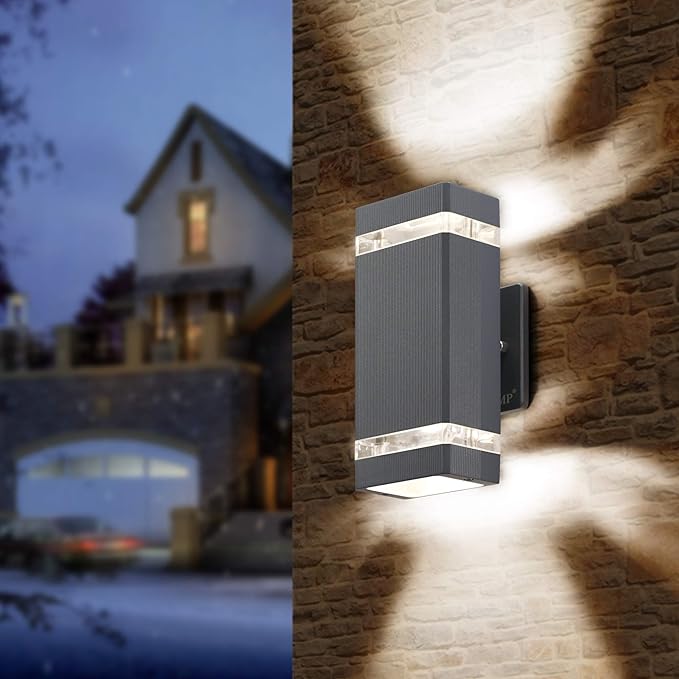 LMP 4 Pack LED Square Up and Down Lights Outdoor Wall Light，Body in Aluminum Waterproof Outdoor Wall Lamps，3000k 5W with Certificate ETL
