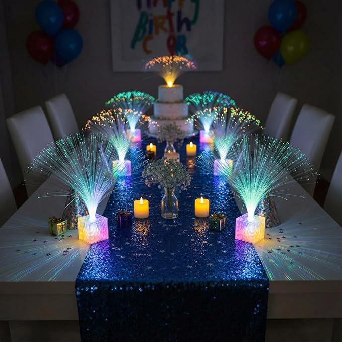 Amylove 8 Pcs Mini Fiber Optic Lamp Bulk LED Light Color Changing Table Centerpiece Glow in The Dark Party Favors Supplies for Wedding Graduation Birthday Disco Dance Decorations (9 Inch,Clear)