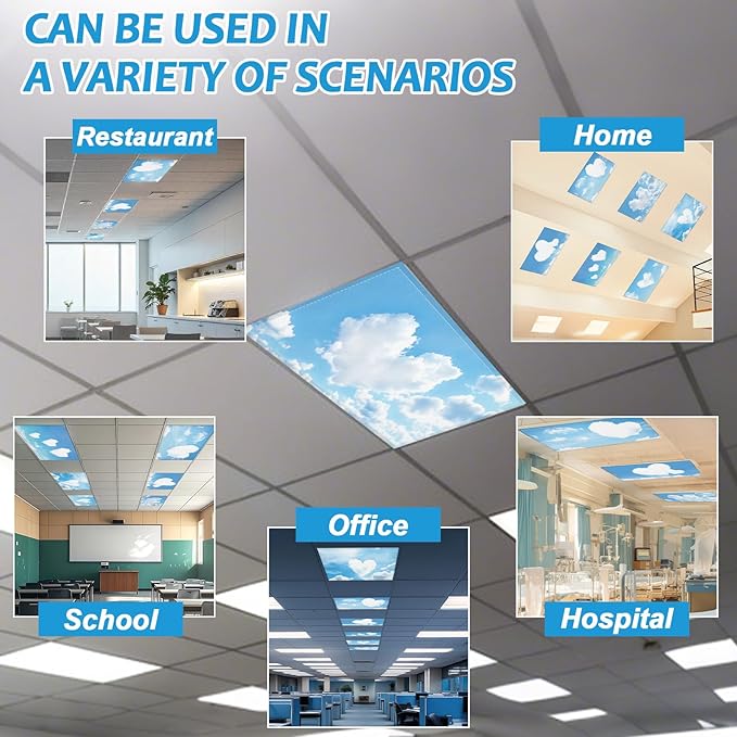 Wiooffen 6 Pcs Fluorescent Light Covers with 60 Magnets Decorative for Classroom Ceiling Light 4 x 2 Feet Magnetic Light Covers Filter Easy Install for Office Hospitals & Home (Love)
