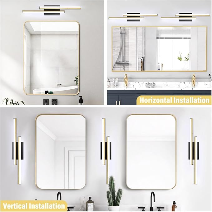 Bathroom Light Fixtures Over Mirror: 32 Inch Retractable LED Bathroom Vanity Light ETL Certified 5CCT 2700K-5700K Wall Light 34W Modern Vanity Light Bar Dimmable - Wall Light Fixtures, Golden 1 Pack