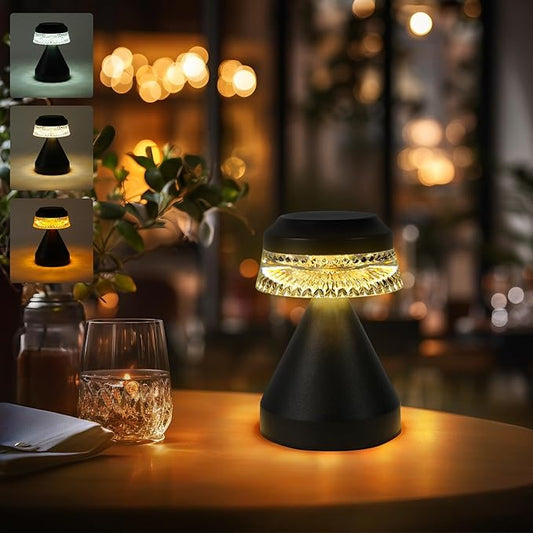Rechargeable Cordless Table Lamp, 2600mAh Battery Operated Table Light | 3 Color | Stepless Dimming, for Bedroom, Cafe, Camping, Bar, Dining Table, Restaurant