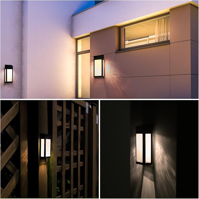 GOODFOEVER 4 Pack Solar Fence Lights Solar Post Accent Light/Wall Light for Outdoor, Yard, Fence, Porch and Garage, Body in Aluminum and Glass Waterproof