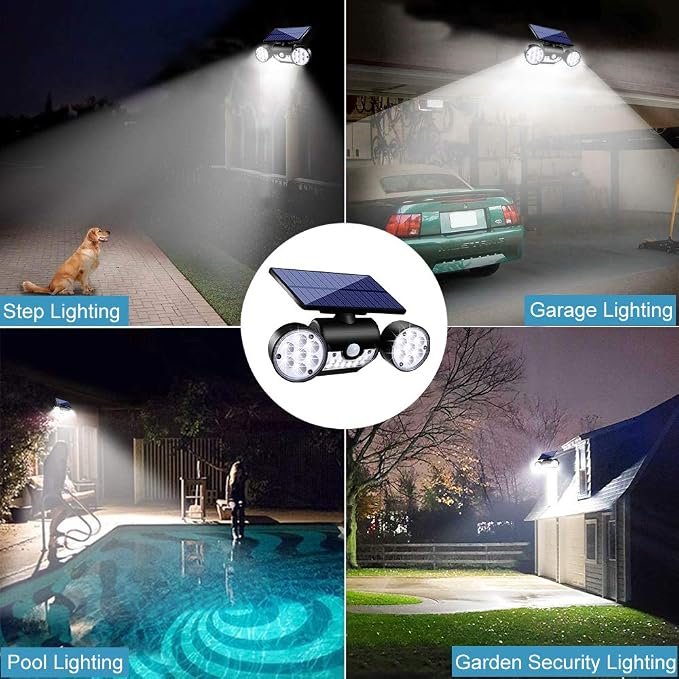 Solar Lights Outdoor, 30 LED Solar Security Lights with Motion Sensor Outdoor Spotlights IP65 Waterproof 360° Adjustable Solar Wall Lights Outdoor for Yard Garage Patio Porch, 4 Pack