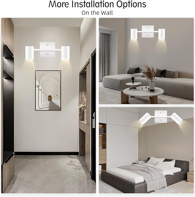 BoostArea 2-Light Track Lighting Kit, LED Track Lighting with GU10 Socket, Flexibly Rotatable Light Heads, Modern Track Lighting Fixtures Ceiling for Kitchen, Bedroom, Living Room, Bulb Not Included