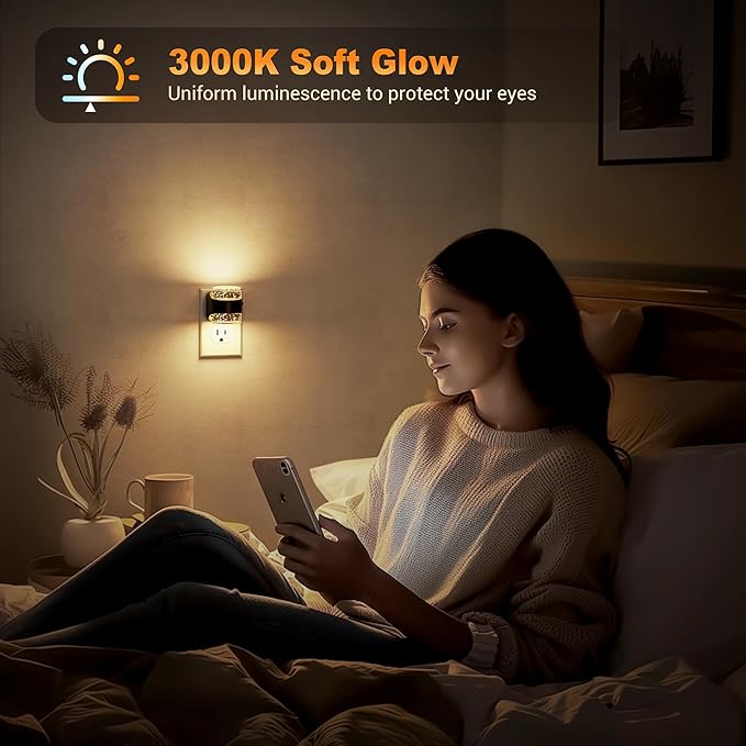 JandCase LED Night Light, Bubble Night Lights Plug into Wall, [4 Pack] Night Light 3000K/4000K/5000K & 3 Brightness Levels, Dimmable Nightlight with Dusk to Dawn Sensor for Bathroom Hallway Bedroom