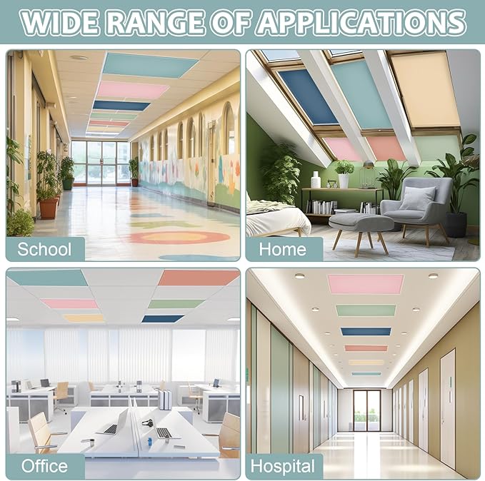 QOUBAI 6PCS Fluorescent Light Covers, 4x2 Feet Magnetic Light Cover Fluorescent Lights Shade Panel Positive Inspirational Ceiling Lights Filters for Office Classroom Home Drop Ceiling Blue and Brown