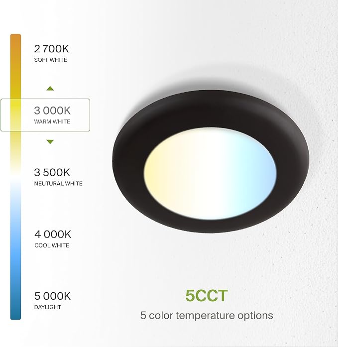 ASD 12 Pack LED Disk Lights 4 Inch, 10W 5CCT 2700K-5000K 685LM CRI90+, Dimmable Flush Mount Ceiling Light Fixture, Low Profile Surface Mount Disc, Junction Box or Recessed Can Install, UL