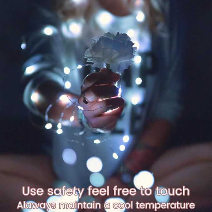Yiaht 12 Pack Fairy Lights Battery Operated String Lights 7 Feet 20 Led Waterproof Christmas Lights Silver Wire Firefly Starry Moon Lights for Bedroom DIY Party Wedding Patio Christmas White