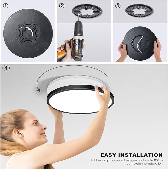 16Pack-12 Inch 3200LM Flush Mount LED Ceiling Lights,Black 28W Slim Ceiling Light Fixture Round Day White 6000K Thin Round Flat Ceiling Lights 120V Surface LED Ceiling Light 300W Equivalent