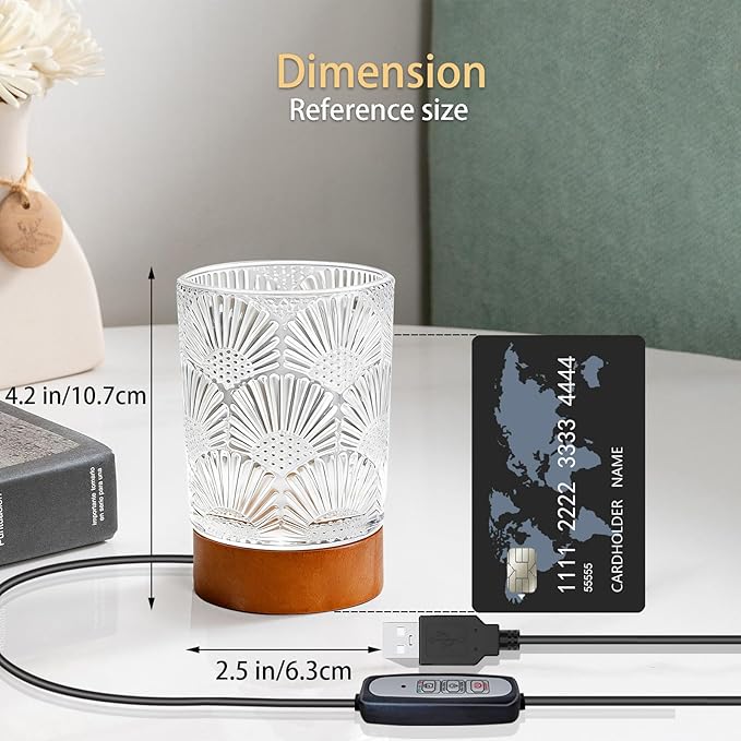 Night Light Bedside Lamp Touch and Dimmable Tabletop Brightness Adjustable for Adults, in Bed at Night Put on Table, Headboard, Dorm,Bedroom (Fan Shaped Pattern)