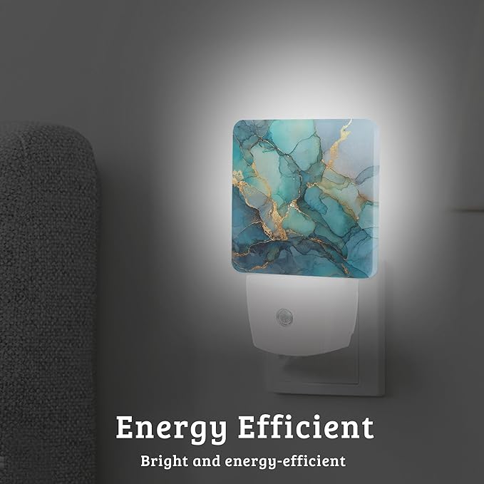 Green Marble Night Light, Plug-into Wall Nightlight Lamp with Dusk to Dawn Sensor, Led Lamp 0.5W Energy Efficient for Boys Girls Women Men Gifts, Home Decorative