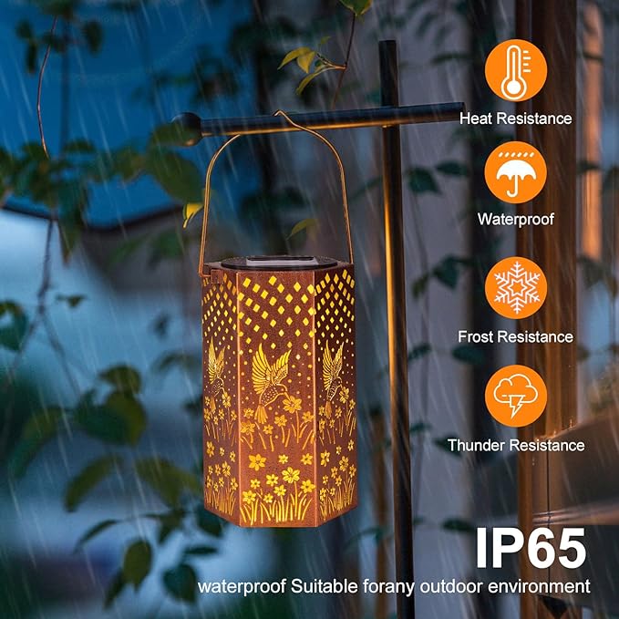 Eandisom Birthday Gifts for Women, 2 Pack Hummingbird Solar Lanterns