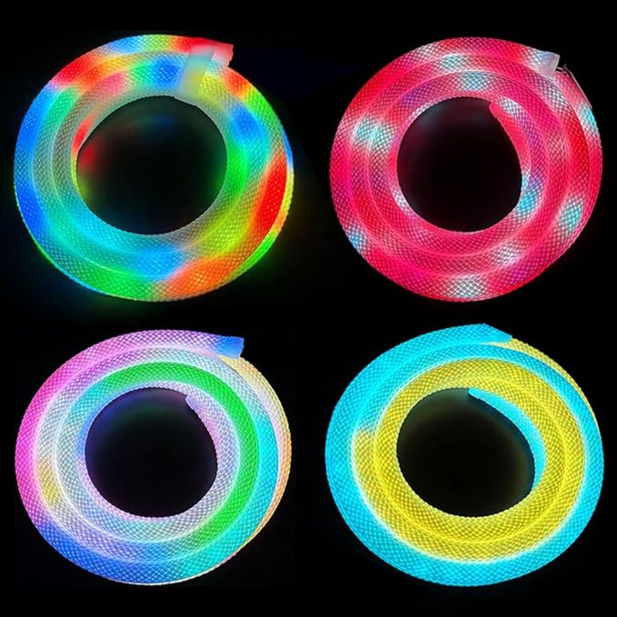 9.8FT WS2811 360 Degree Round Reticulate Neon LED Strip with Controller,RGB Nylon Flexible Dream Colorful Rope Light,Bedroom Indoor Outdoor Decoration,DC5V(No Adapter)