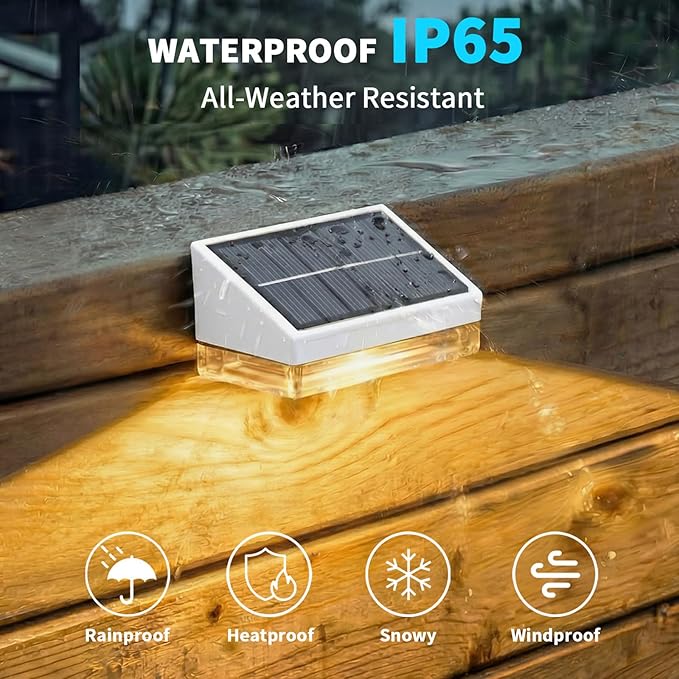 NIORSUN Solar Fence Lights 20 Pack, Outdoor Solar Lights with 3 Color Temperatures, IP65 Waterproof Wide-Angle LED Lighting for Fence, Patio, Yard, Deck, Wall, Garden (White)