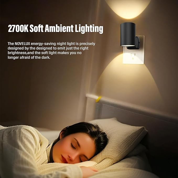 Night Lights Plug into Wall: ETL Certified Soft White 2700K Dusk to Dawn Sensor Dimmable LED Plug in Night Light for Hallway Bedroom Stairway Wall Socket - Modern Night Light for Kids (2 Pack)