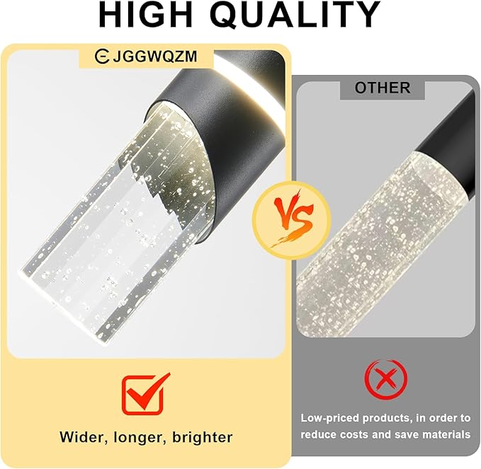 Modern LED Pendant Lighting Fixture 48-Watt 4 Light Black Kitchen Island Chandelier Dimmable Kitchen Light Fixtures Perfect for Dining Room Hanging Island Lighting Crystal Bubble Pendant Lights
