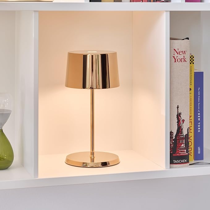 Zafferano, Olivia Mini Lamp, Portable and Rechargeable Table Lamp with Touch Controls, Suitable for Indoor, Dimmer, 2200-3000 K, Height 8.7 Inches, Rose Gold Color