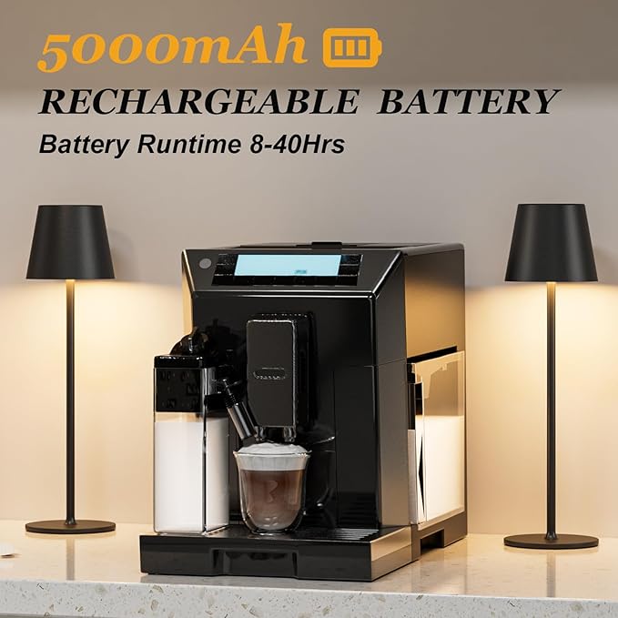 Kakanuo 20" Cordless Table Lamp Rechargeable Black - 2 Pack 5000mAH Battery Operated Lamp for Counter, 3 Color Stepless Dimming Wireless Lamp for Dining Kitchen, Outdoor Patio, Touch Control