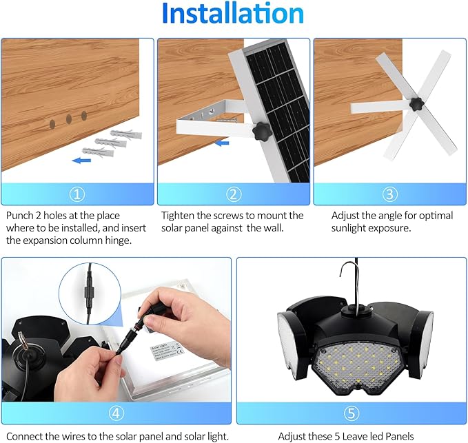 Solar Shed Light Motion Sensor Lights Outdoor IP65 Waterproof with Remote Control, Solar Powered Pendant Light Indoor with 5+1 Panels for Garden, Gazebo, Chicken Coop, Patio, Balcony, Barn