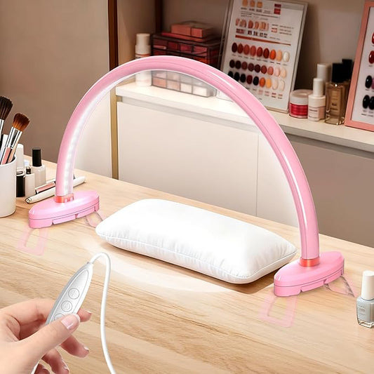 Yokilly Arc Half Moon Light: 16" Half Moon Light with Foldable Bracket for Desk Salon Table Use - No Flicker & Shadow-Free Desk Lamp with Stepless Brightness 3000-6500K for Manicurist Nail Tech