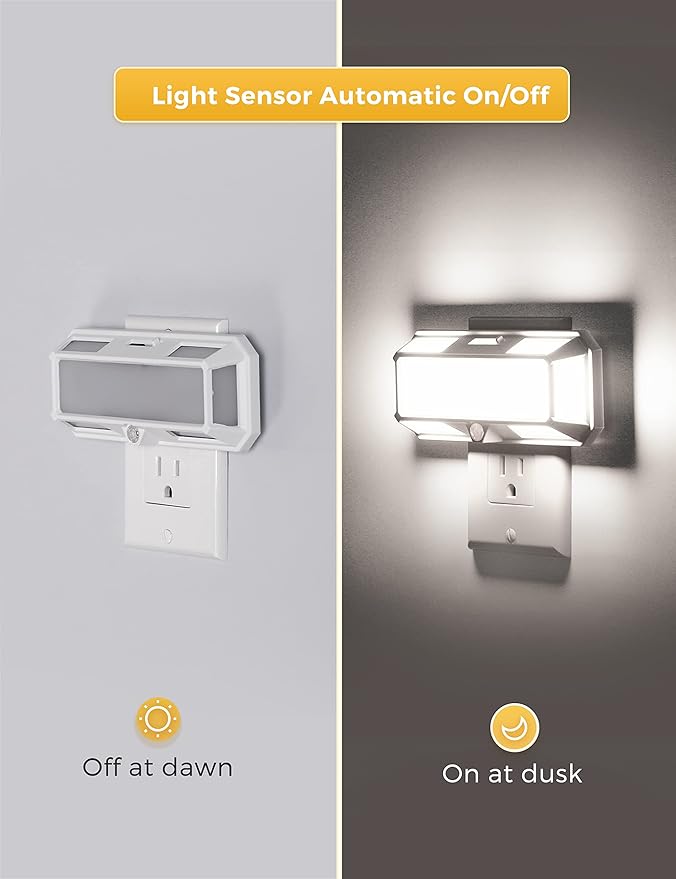 L LOHAS LED Bright Night Lights Plug into Wall, 0-250LM LED Night Light, Dusk to Dawn Sensor, 2W Dimmable Night Light, Daylight 5000K for Bathroom, Adults, Hallway, Bedroom, Stairway