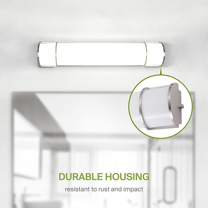 ASD LED 30" Vanity Flush Mount Light Fixture, Linear Bathroom Lighting Bar | 3CCT, Dimmable, Energy Star, ETL Listed | 28W 2425LM 3000-5000K 120V | Long Bath Wall Sconce Over Mirror | Nickel