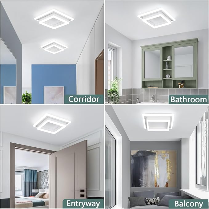EIDISUNY 32W Flush Mount Modern LED Ceiling Lights, Small Hallway Ceiling Light, Cool White 6000K Acrylic LED Kitchen Ceiling Light Fixtures for Bedroom Dining Room Bathroom (3 Pack)