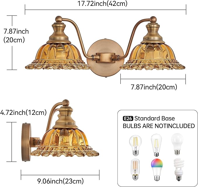 XIEDUN Tea 2 Light Vanity Light Bathroom Light Vanity Lights for Bathroom Vanity Light Fixtures