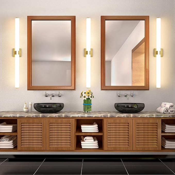 AIJIASI Bathroom Light Fixtures - 39 Inch Gold Bathroom Lights Over Mirror LED Vanity Light with Acrylic Shade, 36W Modern Vanity Lighting Fixtures for Mirror Living Room Gallery 3000K