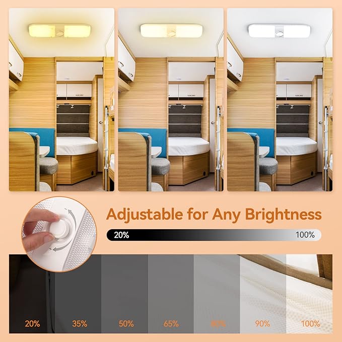 LILTSDRAE RV Lights Interior 1700LM，3 Color 12V Volt Led Light, Super Bright 120 LEDs Dome Light Fixture for RV Accessories/Camper/Car/Trailer/Boat (Crystal Finish/(Cold +Warm+Natural Light) 4PCS)