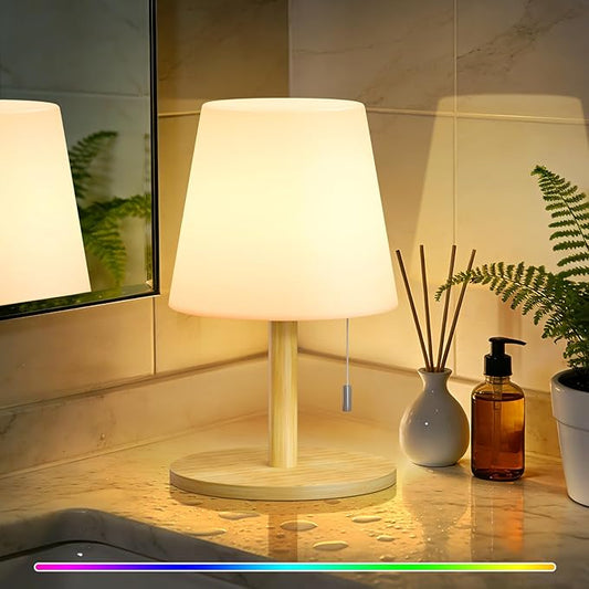 uuffoo Shower Lamp Waterproof 8 Colors, Shower Light Rechargeable Cordless Battery Operated, LED Outdoor Table Lamps Dimmable Portable for Indoor Outdoor Bathroom Home Patio (Bamboo)