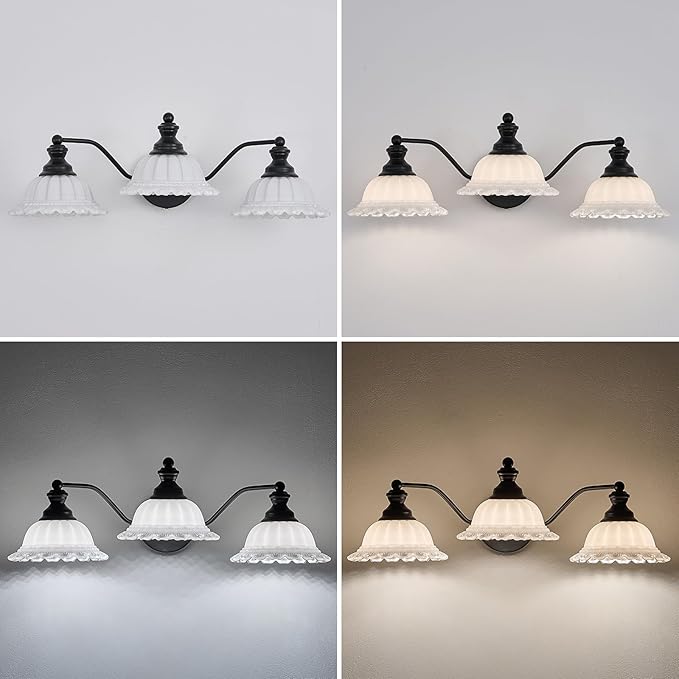 XIEDUN Black 3 Light Vanity Light Modern Bathroom Vanity Light Fixture