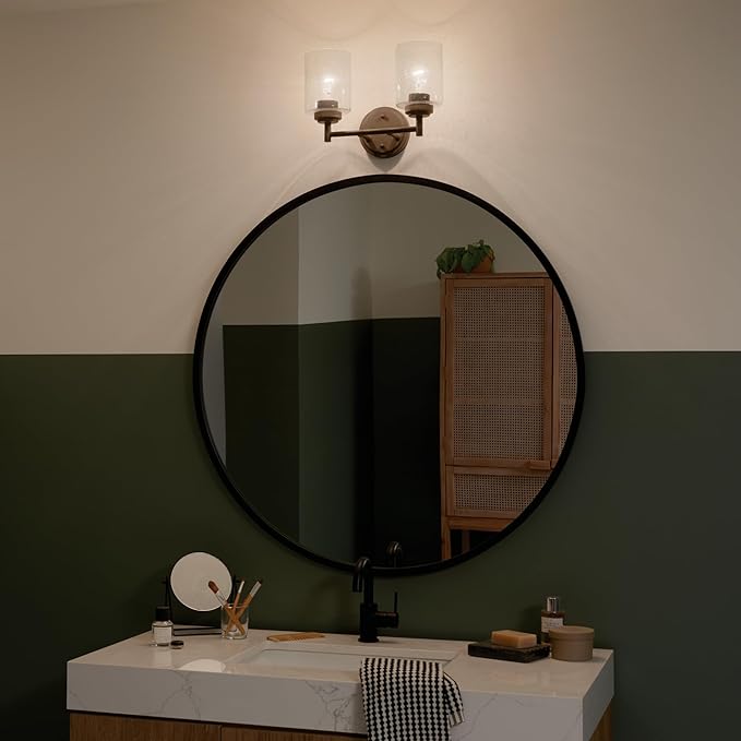 KICHLER Winslow 12.75" 2 Light Vanity Light with Clear Seeded Glass in Olde Bronze®