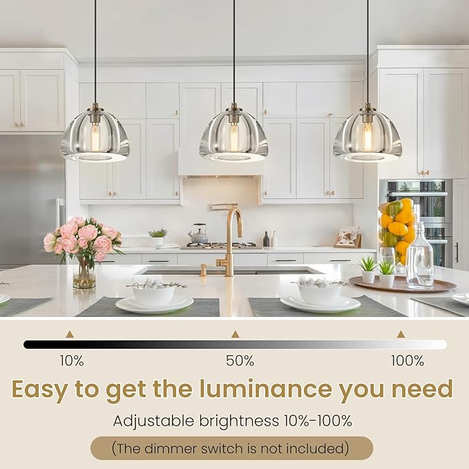 Crystal Pendant Light Kitchen Island: 7" Vintage Copper Hanging Lights above Dining Table - K9 Crystals Lighting over Kitchen Sink - Luxury Cylinder Pendants Light Fixtures Bulb Included for bedroom