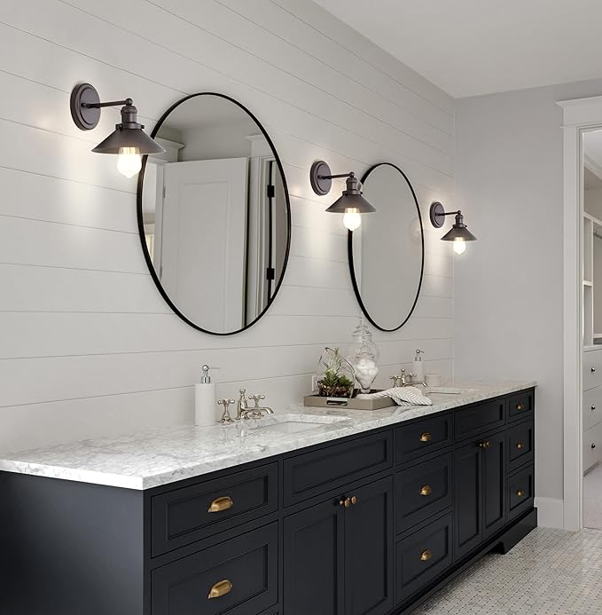 JONATHAN Y 7.88" Oil Rubbed Bronze 1-Light Industrial Farmhouse Metal Vanity Light Wall Sconce, Metal Shade for Bathroom Mirror, Kitchen, Entryway, LED Bulb Included (JYL7426A)