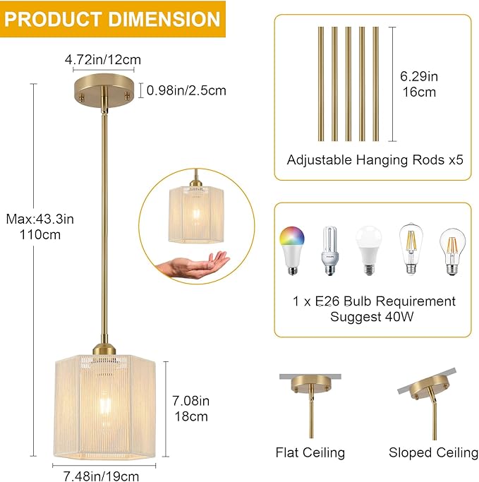 3-Pack Boho Rattan Pendant Light Fixtures, 7.67" Hand-Woven Hexagonal Hanging Pendant Lights, Coastal Farmhouse Mini Island Lighting for Kitchen Island, Dining Room, E26 Base
