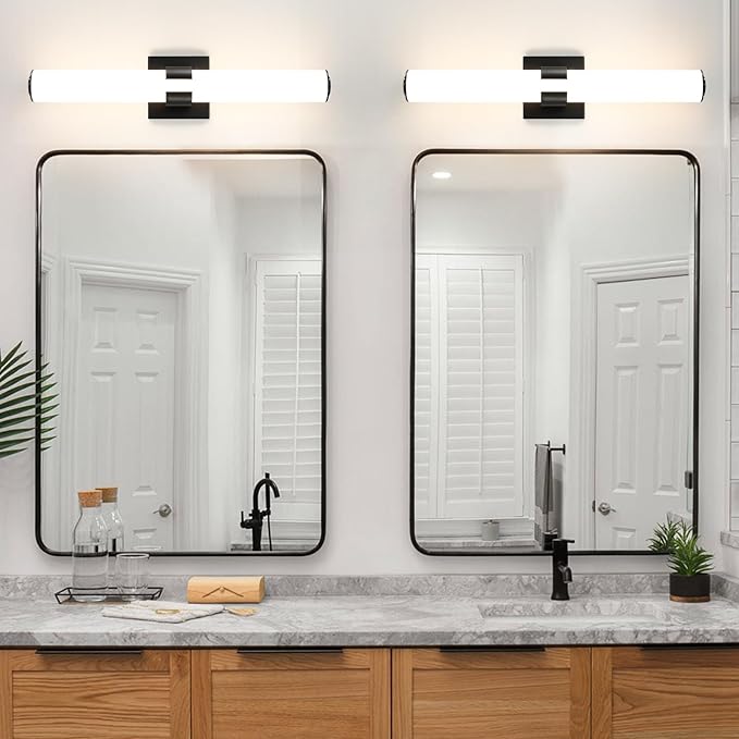 AIJIASI Black Vanity Lights for Bathroom, 22.8 Inch LED Vanity Light Modern Bathroom Light Fixtures, 18W Sconces Wall Lighting with Acrylic Shade for Mirror Bedroom Living Room Hallway 3000K