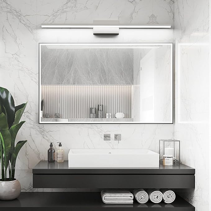 Ralbay Brushed Nickel Vanity Light for Bathroom Metal Acrylic Modern LED Bathroom Light Fixtures Brushed Nickel 40inch
